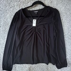 Express jersey long sleeve keyhole top